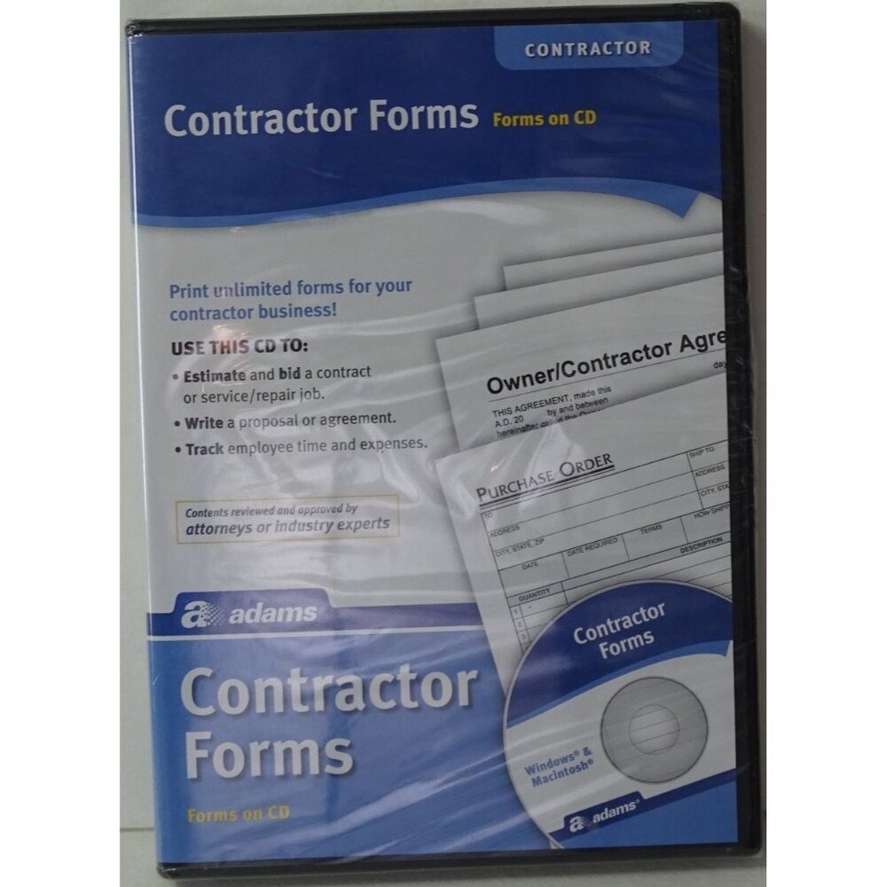 Contractor Forms CD Software Adams Blue White Sealed Case New - Picture 4 of 5